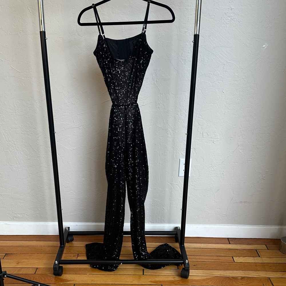 Michael Costello Sparkling Black Jumpsuit